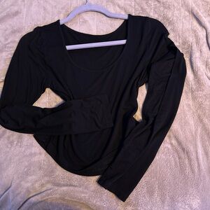 Elegant Black Long Sleeve Women's Top